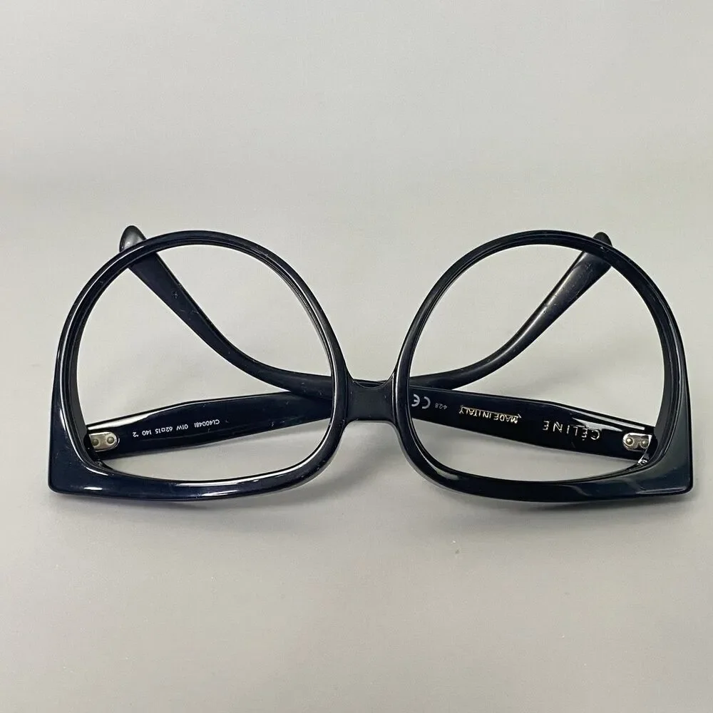 CELINE CL40048I 01W Black Oversized Eyeglasses Frames 62-15 140 Butterfly Italy